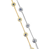 18K Gold Filled Flower Evil Eye Charm Anklet (E148)