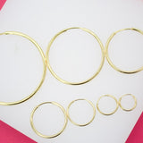 18K Gold Filled Slim Endless Hoop Stud Earrings (K106, 107, 108)
