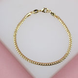 18K Gold Filled 4mm Diamond Cut Miami Cuban Bracelet (I419)