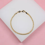 18K Gold Filled 4mm Diamond Cut Miami Cuban Bracelet (I419)