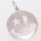 18K Rhodium Filled Happy Smile Wink Star Face Charm Pendant