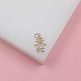 Gold Filled Kid Girl & Boy Pendant Charms With Clear Zirconia Stones