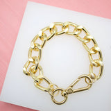 18K Gold Filled 13mm Diamond-Cut Curb Cuban Link Bracelet Chain (I241)