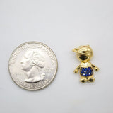 Boy & Girl Pendant Charms With Purple and Blue Cubic Zirconia Stone