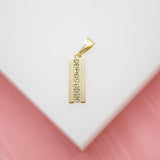 18K Gold Filled CZ Stone Rectangle Pendant Charm