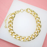 18K Gold Filled 11mm Diamond-Cut Curb Cuban Link Bracelet Chain (I239)