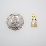 18K Gold Filled CZ Lock Charm Pendant