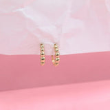 18K Gold Filled Round Golden Hollow Beaded Open Hoop Stud Earrings (K88)