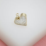 18K Gold Filled Heart Case Pendant With CZ Stones (A53)