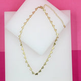 18K Gold Filled Designed Textured Heart Choker Necklace (G29)