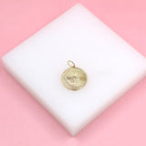 18K Gold Filled Crescent Moon Star Medallion Pendant With CZ Stones