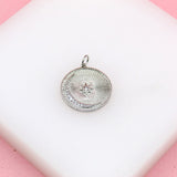 18K Gold Filled Crescent Moon Star Medallion Pendant With CZ Stones