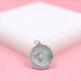18K Gold Filled Crescent Moon Star Medallion Pendant With CZ Stones