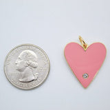 18K Gold Filled Large Heart With Cubic Zirconia Stone (A2)