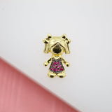 Boy & Girl Pendant Charms With Purple and Blue Cubic Zirconia Stone