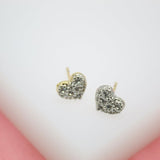 18K Gold Filled Heart Stud Earrings (L121)
