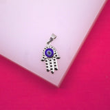 18K Rhodium Filled Hamsa Hand Pendant Charm (A142)