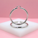 18K Rhodium Filled 5mm Latch Back Wide Hoop Earrings (J11-13)
