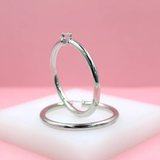 18K Rhodium Filled 5mm Latch Back Wide Hoop Earrings (J11-13)