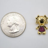 Boy & Girl Pendant Charms With Purple and Blue Cubic Zirconia Stone