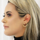 Round Gold Link Stud Earring (K170)
