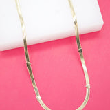 18K Gold Filled Love Style 3mm Herringbone Snake Chain With Heart Shaped Charms (H9)