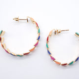 18K Gold Filled Enamel Arrow Open Hoop Earrings (K209-209A)