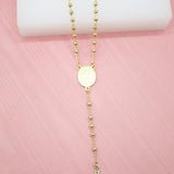 Caridad Del Cobre Gold Bead Rosary With CZ Stone Crucifix (F206A)