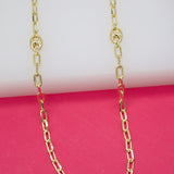 18K Gold Filled 3mm Paper Clip Necklace with Mariner Links (F142)