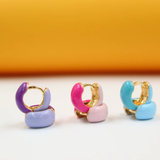 18K Gold Filled Enamel Small Huggie Earrings (K116A)