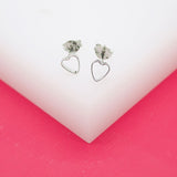 18K Rhodium Heart Outlined Filled Stud Earrings (L151-152)