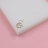 18k Gold Filled Dog Paw Pendant With Zirconia Stones