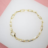 18K Gold Filled Paper Clip Link Bracelet (I352)
