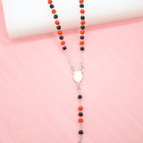 Red And Black Bead Rosary With Crucifix Cross (F122)