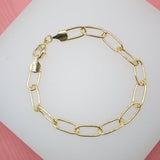 18K Gold Filled 6mm Paper Clip Link Bracelet (I388)