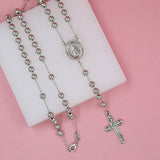 Catholic Gold Pearl Rosary with Crucifix and Guadalupe Charm (F41B)