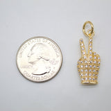 18k Gold Filled Peace Hand Sign With CZ Cubic Zirconia Stones