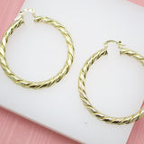 18K Gold Filled 5mm Thick Twisted Hoops Lever Back Earrings (K39-40)