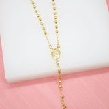 Catholic Gold Bead Rosary With Crucifix And Milagros Charm (XX6)