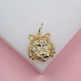 18K Gold Filled Tiger Face Pendant With Zirconia Eyes