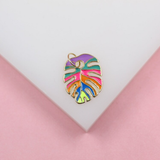 18K Gold Filled Enamel Colored Leaf Pendant Charm (A233)
