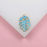 18K Gold Filled Enamel Colored Leaf Pendant Charm (A233)