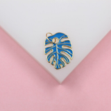 18K Gold Filled Enamel Colored Leaf Pendant Charm (A233)