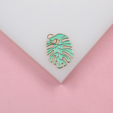 18K Gold Filled Enamel Colored Leaf Pendant Charm (A233)