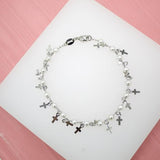 Gold Filled Cross Charm Bracelet with Pearls (I15A)
