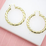 18K Gold Filled 5mm Thick Twisted Hoops Lever Back Earrings (K39-40)