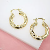 18K Gold Filled Twisted Hoop Lever Back Earrings (J105)