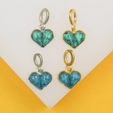 18K Gold Filled Heart Jadeite Stone Charm Pendant
