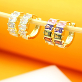 18K Gold Filled Multicolored CZ Huggies (L73)