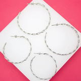 18K Rhodium Filled 5mm Slim Curb Cuban Open Hoops For Wholesale Jewelry & Earring Findings (K181)(K182)